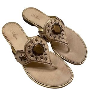 Cole Haan Jules Medallion Ivory Sandals Flip flops Size 9
